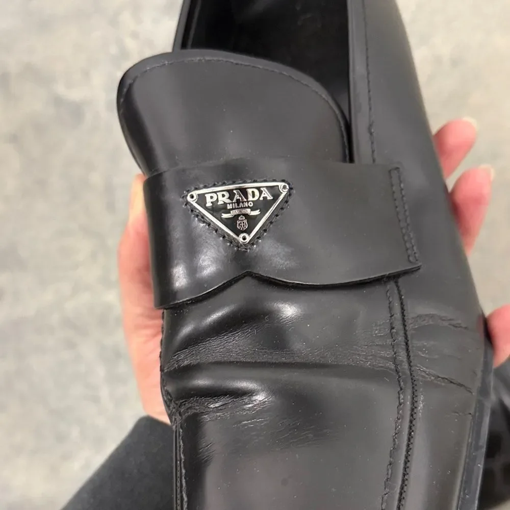 Prada Men's Classic Black Leather Loafers
